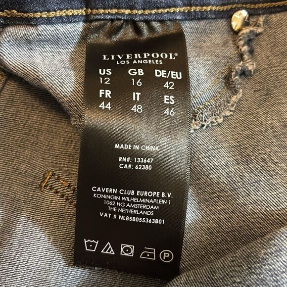 Liverpool denim pull-on denim blue jeans 12/31 12 31 the high rise ankle - Picture 7 of 8